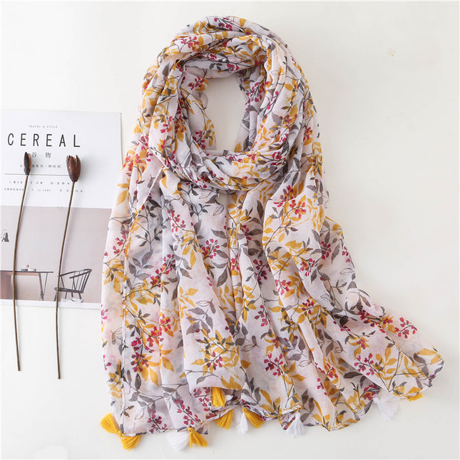 Japanese Style Artistic Cotton and Linen Scarf Bohemian Cashew