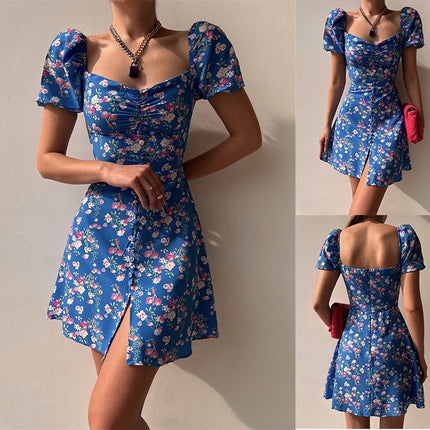 V-neck Breasted Short Dress