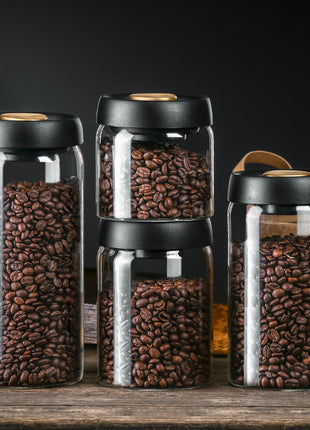 Vacuum Airtight Sealed Glass Jar for Coffee Beans Canister Kitchen Food Grains Candy Keep Fresh and Good