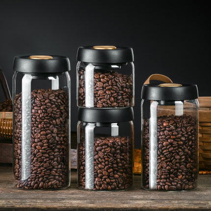 Vacuum Airtight Sealed Glass Jar for Coffee Beans Canister Kitchen Food Grains Candy Keep Fresh and Good