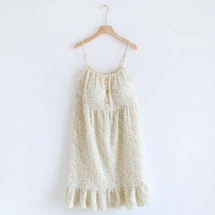 Sweet Floral Suspender Cotton Pyjamas