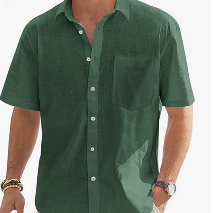 Cotton And Linen Short Sleeve Shirt