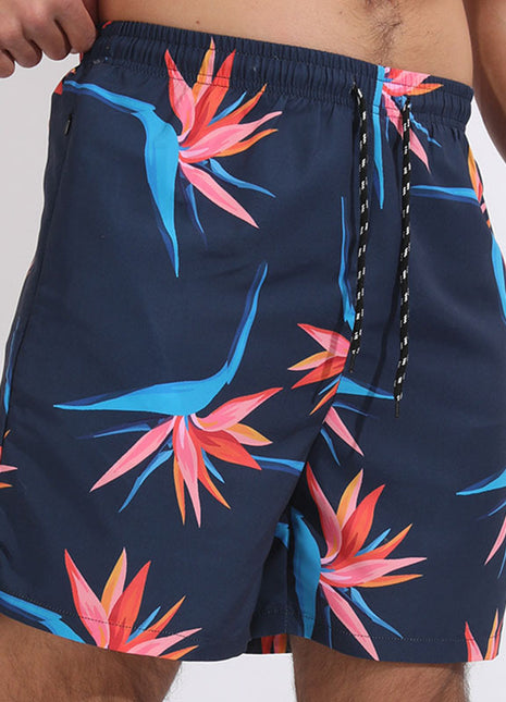 Pantalones cortos de playa brasileños con estampado de pinza de cangrejo y flor de loto