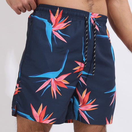 Pantalones cortos de playa brasileños con estampado de pinza de cangrejo y flor de loto