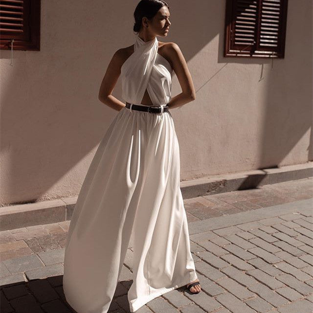 Sleeveless Halter Backless Jumpsuit