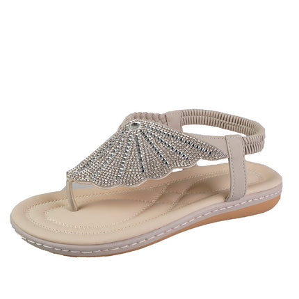 Rhinestone Shell Flip-Flops Sandals