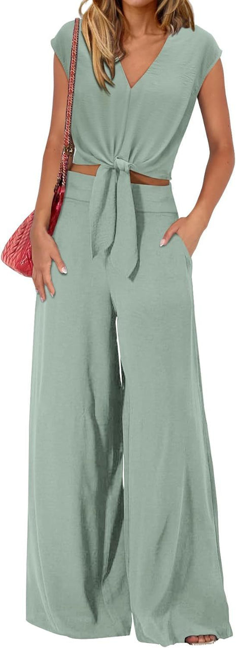 Traje de pantalón de pierna ancha y tiro alto ajustado