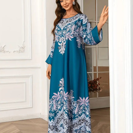 Kaftan Long Sleeved Round Neck with Bead Embellishment Dress