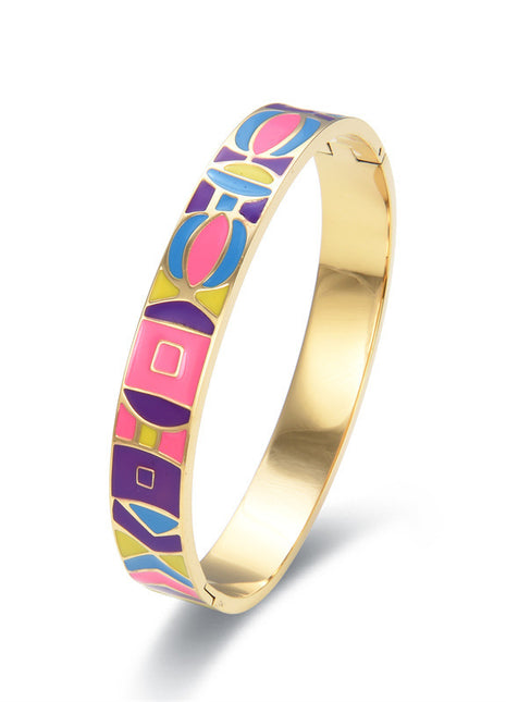 Stainless Steel Enamel Bangles – Original Polka Dot Fashion Bracelets