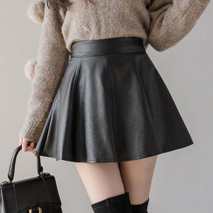PU Leather High Waist Slimming Short Skirt