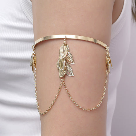 Cadena de brazo de hoja chapada en oro hecha a mano