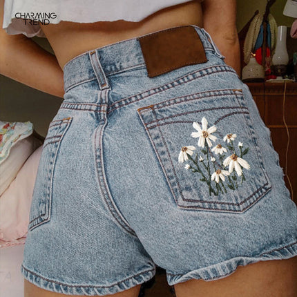 Summer Artistic Vintage Denim Shorts