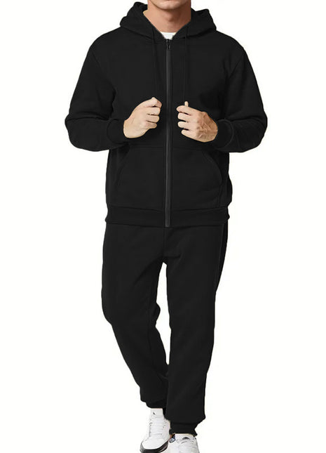 Conjunto de cárdigan con cremallera y capucha casual