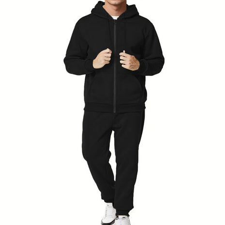 Casual Hooded Zip Cardigan Set