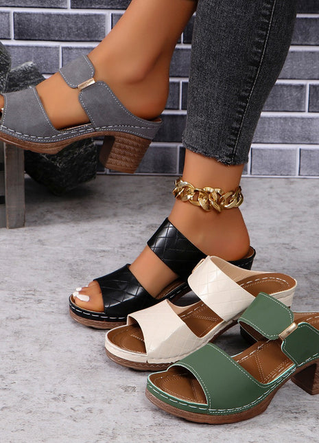 High Heel Slippers Women's Fashion Round Toe Sandals Summer
