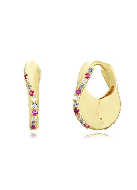 Sterling Silver Geometric Rhinestone Earrings