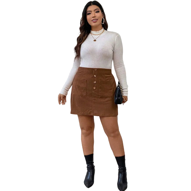 A- Line Skirt With Pockets Corduroy