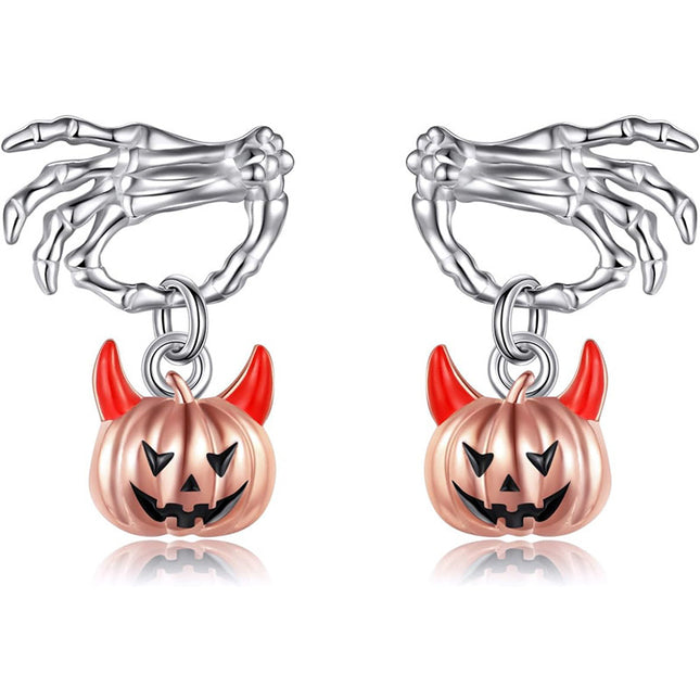 Halloween Ghost Hand Pumpkin Head Stud Earrings