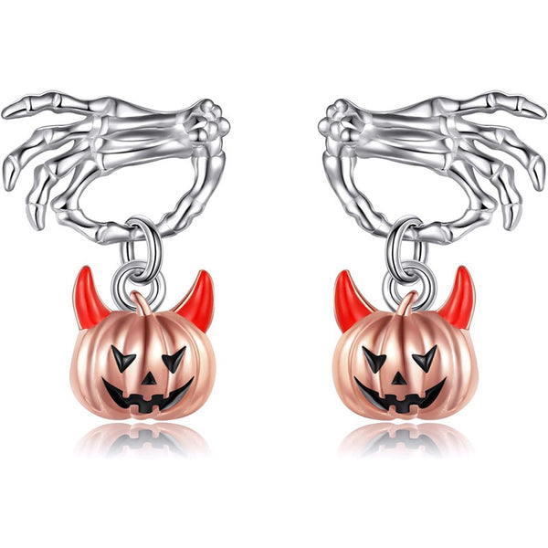 Halloween Ghost Hand Pumpkin Head Stud Earrings