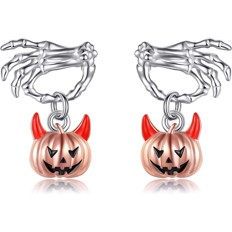 Halloween Ghost Hand Pumpkin Head Stud Earrings