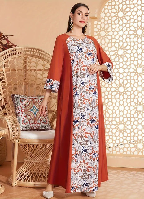 Elegante vestido floral de manga larga
