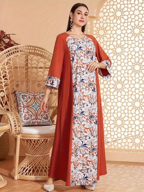 Elegante vestido floral de manga larga