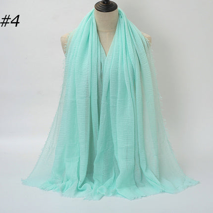 Pure Color Pleated Cotton Scarf Cotton And Linen Scarf