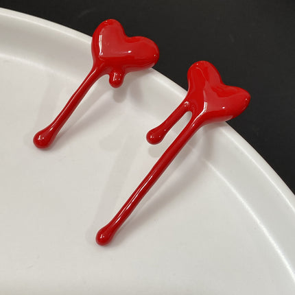 Spilled Blood Heart Earrings