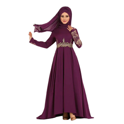 Embroidered High Waist Elegant Graceful Closed Abaya with Headscarf