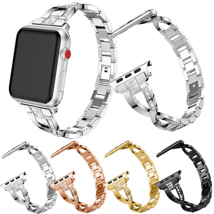 X-shaped Chain Metal Diamond Watch Band Applicable to Apple