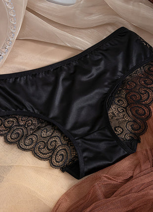 Lace Pansy Cross Strap Breathable Low Waist Briefs