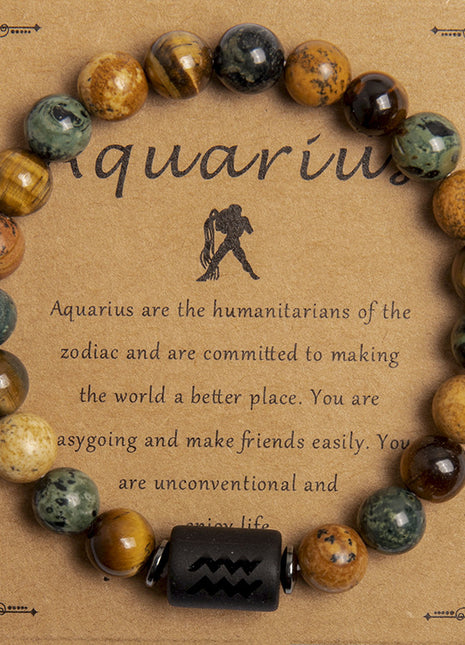 Pulsera de cuentas Ojo de Tigre Natural del Zodíaco – Joyería Unisex de Piedras Preciosas