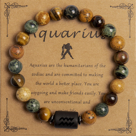 Natural Tiger Eye Zodiac Beaded Bracelet
