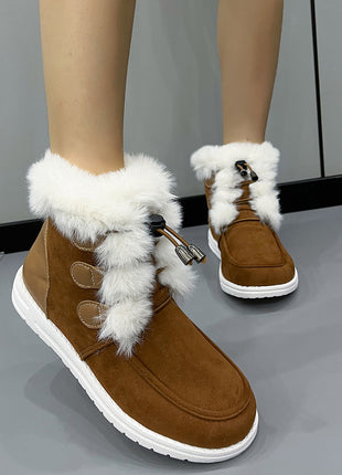 Suede Fleece Snow Plush Round Toe Versatile Boots