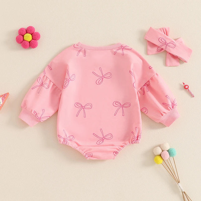 Baby Girl Cotton Long-Sleeve Bow Triangle Romper - 0-18 Months