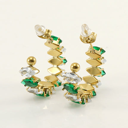 Stainless Steel Zircon Rhinestone Earrings