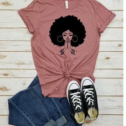 Afro Lady Graphic Casual T-Shirt