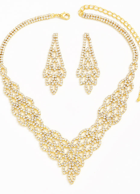 Conjunto de collar y pendientes de piedra de cristal
