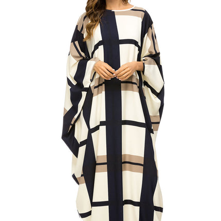 Contrast Stitching Bat Sleeve Loose Dress