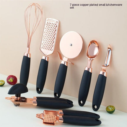 Copper Plated Set of 7 Kitchen Utensils