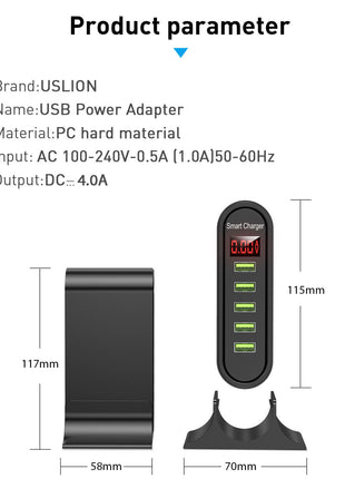 شاحن ذكي بخمسة منافذ USB