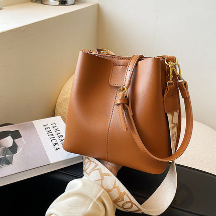 French Minority Design Wide Shoulder Strap Bucket Bags