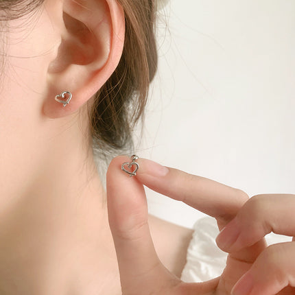 S925 Sweet Cutout Love Screw Ear Studs