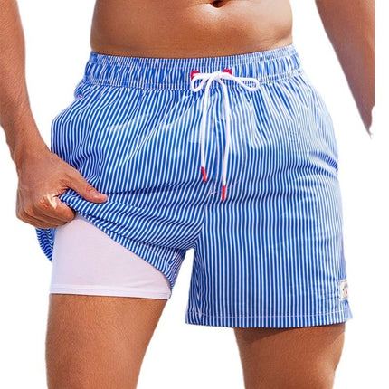 Blue Pinstripe Beach Trunks