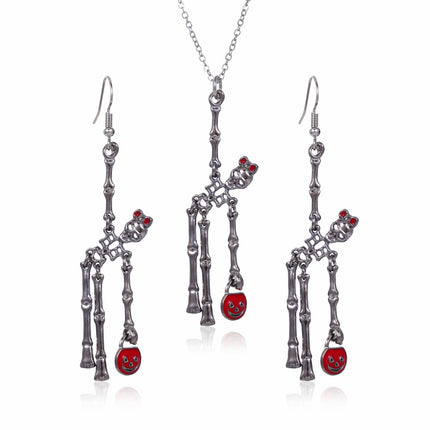 Halloween Skeleton Earrings and Necklace Set