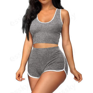 طقم رياضي شورت وتوب بتصميم كاجوال متعدد الألوان