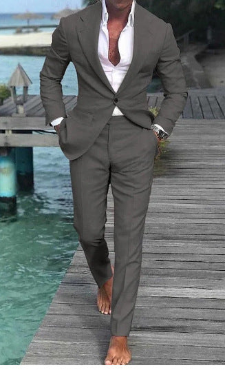 Traje de pantalón de color liso informal de moda para hombre