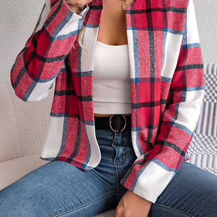 Plaid Long Sleeve Woolen Jacket