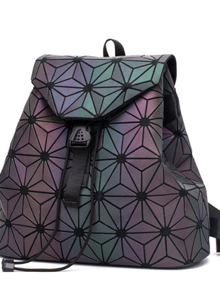 Colorful Geometric Rhombus Backpack | Korean Fashion Luminous Travel Bag
