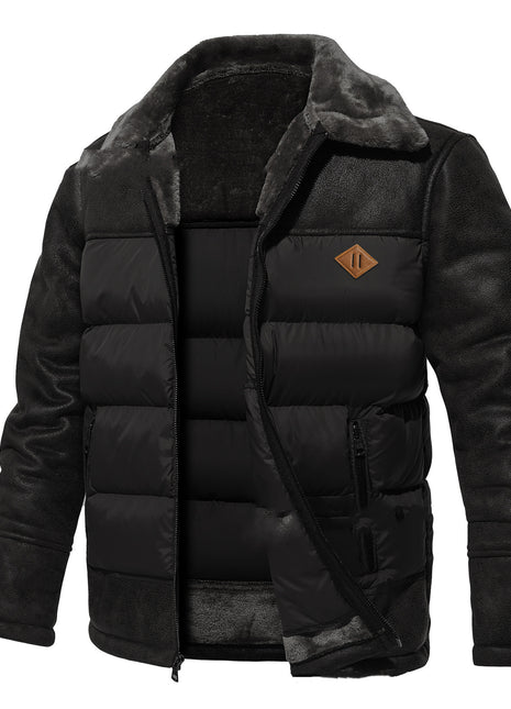 Chaqueta moderna de moda integrada con piel para hombre